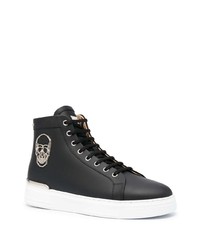 schwarze verzierte hohe Sneakers aus Leder von Philipp Plein