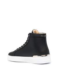 schwarze verzierte hohe Sneakers aus Leder von Philipp Plein