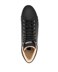 schwarze verzierte hohe Sneakers aus Leder von Philipp Plein