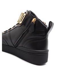 schwarze verzierte hohe Sneakers aus Leder von Moschino