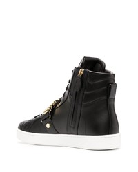 schwarze verzierte hohe Sneakers aus Leder von Moschino