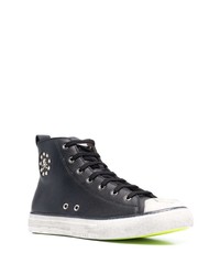 schwarze verzierte hohe Sneakers aus Leder von Philipp Plein