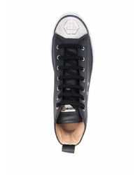 schwarze verzierte hohe Sneakers aus Leder von Philipp Plein