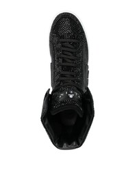 schwarze verzierte hohe Sneakers aus Leder von Philipp Plein