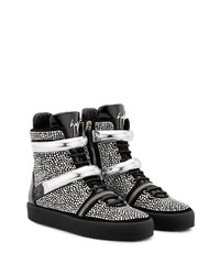 schwarze verzierte hohe Sneakers aus Leder von Giuseppe Zanotti