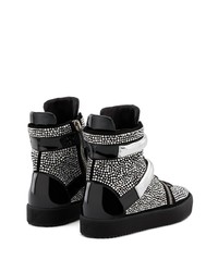 schwarze verzierte hohe Sneakers aus Leder von Giuseppe Zanotti