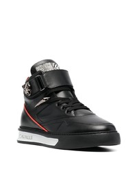 schwarze verzierte hohe Sneakers aus Leder von Roberto Cavalli