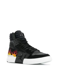 schwarze verzierte hohe Sneakers aus Leder von Philipp Plein