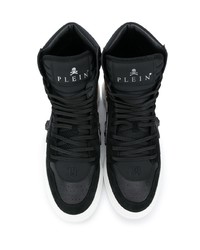 schwarze verzierte hohe Sneakers aus Leder von Philipp Plein