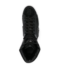 schwarze verzierte hohe Sneakers aus Leder von Philipp Plein