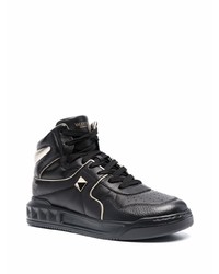 schwarze verzierte hohe Sneakers aus Leder von Valentino Garavani