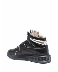 schwarze verzierte hohe Sneakers aus Leder von Valentino Garavani