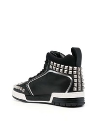 schwarze verzierte hohe Sneakers aus Leder von Moschino