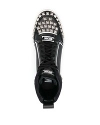 schwarze verzierte hohe Sneakers aus Leder von Moschino