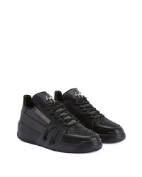 schwarze verzierte hohe Sneakers aus Leder von Giuseppe Zanotti