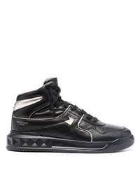 schwarze verzierte hohe Sneakers aus Leder von Valentino Garavani