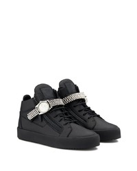 schwarze verzierte hohe Sneakers aus Leder von Giuseppe Zanotti