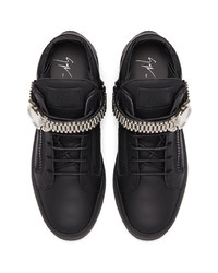 schwarze verzierte hohe Sneakers aus Leder von Giuseppe Zanotti