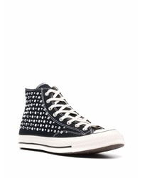 schwarze verzierte hohe Sneakers aus Segeltuch von Converse