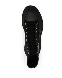 schwarze verzierte hohe Sneakers aus Segeltuch von Alexander McQueen