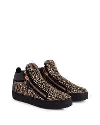 schwarze verzierte hohe Sneakers aus Wildleder von Giuseppe Zanotti