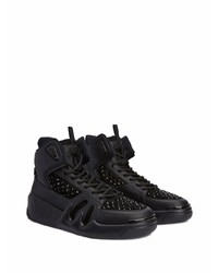 schwarze verzierte hohe Sneakers aus Wildleder von Giuseppe Zanotti