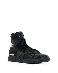 schwarze verzierte hohe Sneakers von Philipp Plein