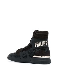 schwarze verzierte hohe Sneakers von Philipp Plein