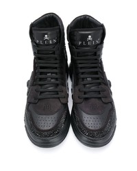 schwarze verzierte hohe Sneakers von Philipp Plein