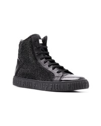 schwarze verzierte hohe Sneakers von Philipp Plein