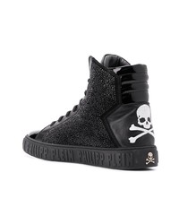 schwarze verzierte hohe Sneakers von Philipp Plein