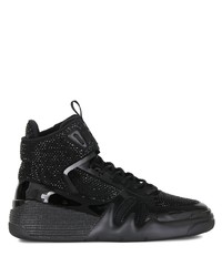 schwarze verzierte hohe Sneakers von Giuseppe Zanotti