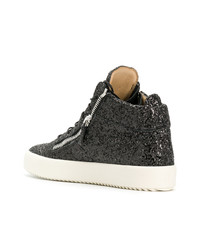 schwarze verzierte hohe Sneakers von Giuseppe Zanotti Design