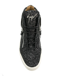 schwarze verzierte hohe Sneakers von Giuseppe Zanotti Design