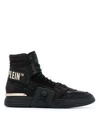 schwarze verzierte hohe Sneakers von Philipp Plein