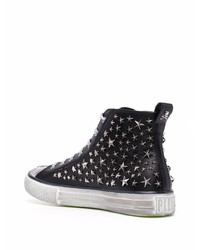 schwarze verzierte hohe Sneakers von Philipp Plein