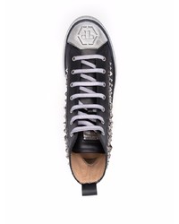 schwarze verzierte hohe Sneakers von Philipp Plein