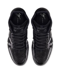 schwarze verzierte hohe Sneakers von Giuseppe Zanotti