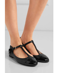 schwarze verzierte Leder Ballerinas von Tory Burch