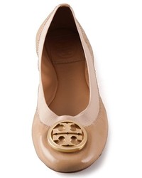 schwarze verzierte Leder Ballerinas von Tory Burch