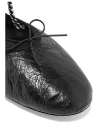 schwarze verzierte Leder Ballerinas von Valentino