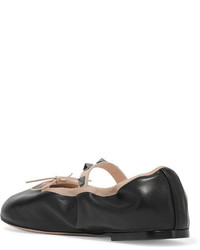 schwarze verzierte Leder Ballerinas von Valentino