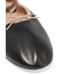 schwarze verzierte Leder Ballerinas von Valentino