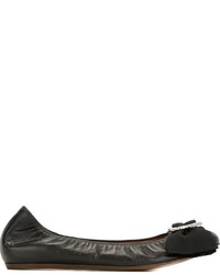 schwarze verzierte Leder Ballerinas von Lanvin