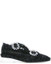 schwarze verzierte Leder Ballerinas von Simone Rocha