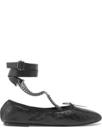 schwarze verzierte Leder Ballerinas von Valentino