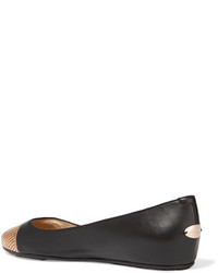 schwarze verzierte Leder Ballerinas von Jimmy Choo