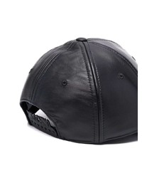schwarze verzierte Leder Baseballkappe von Moschino