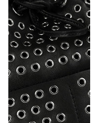 schwarze verzierte Leder Beuteltasche