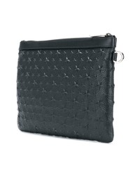 schwarze verzierte Leder Clutch Handtasche von Jimmy Choo